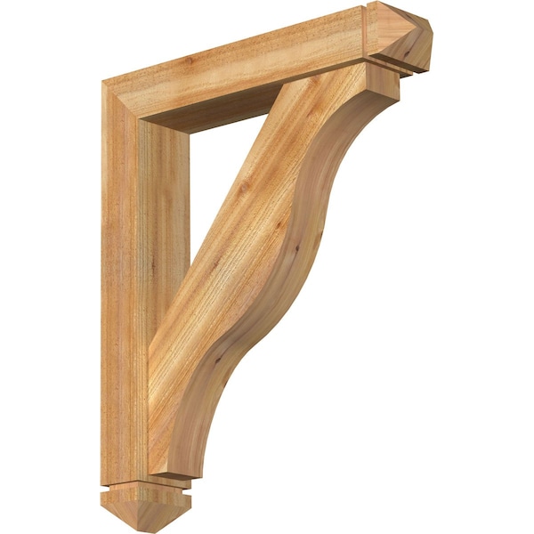 Ekena Millwork Funston Arts and Crafts Rough Sawn Bracket w/ Offset Brace, Western Red Cedar, 6"W x 30"D x 36"H BKT0604X30X36FST03RWR - main